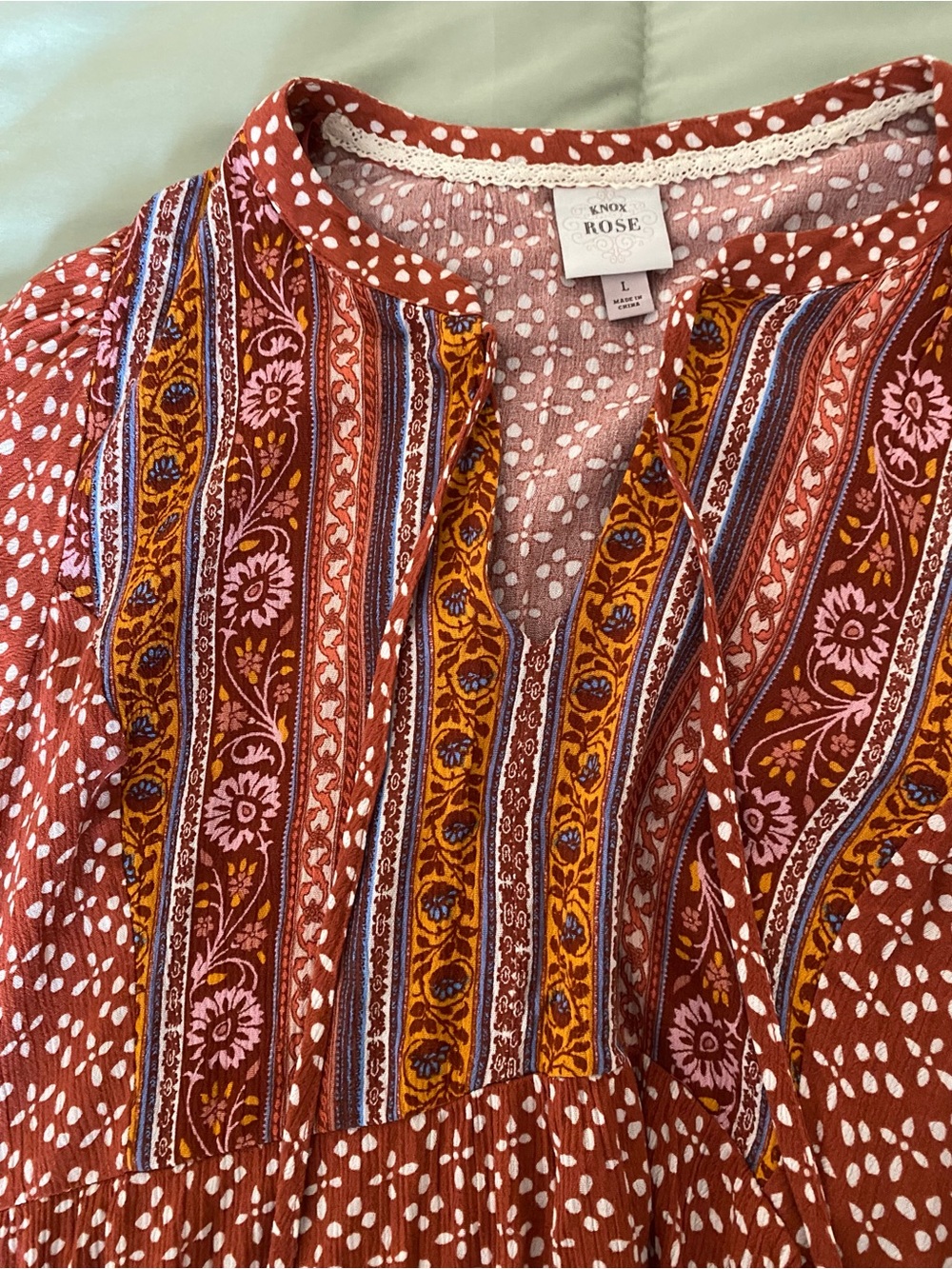 Knox Rose Orange Floral Border-Print Boho Dress - Picture 4 of 6